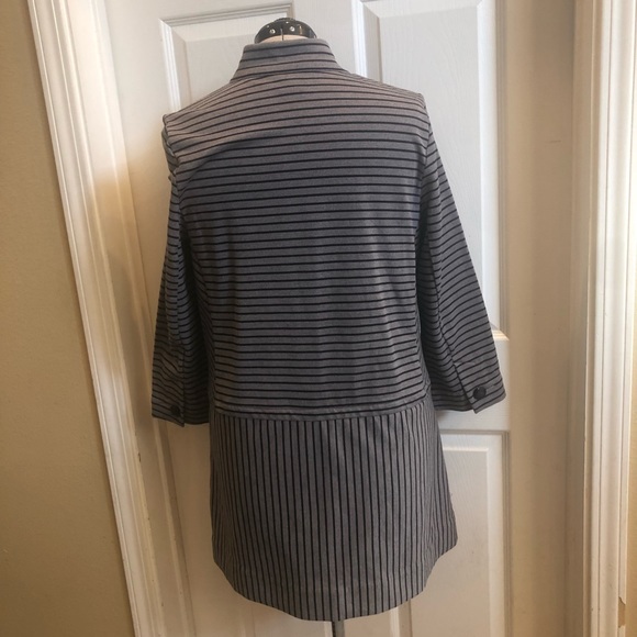 Cabi striped trench perfect “collarless car coat” jacket sz Large (B09) - Picture 6 of 16